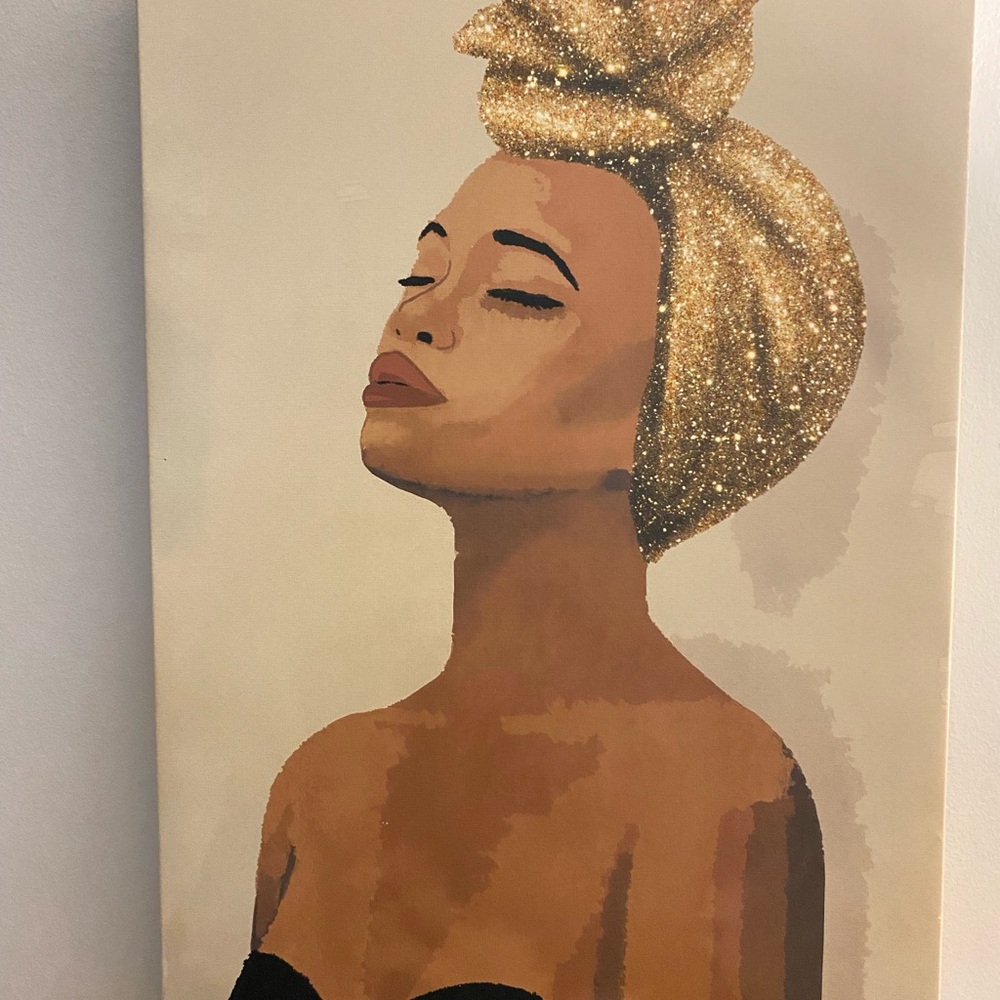 Gold and Brown Glitter Headwrap Art